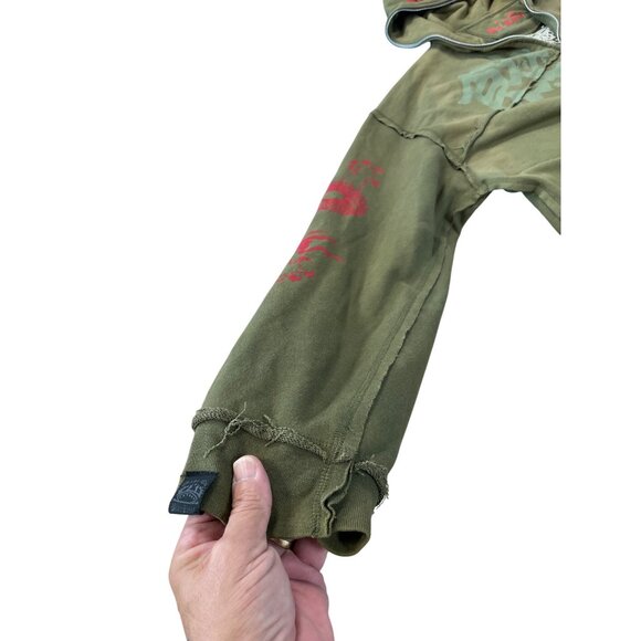 Blac Label Mens army green graphic embroided Hoodie sweatshirt Size 3XL SKU 9290 - Picture 6 of 16